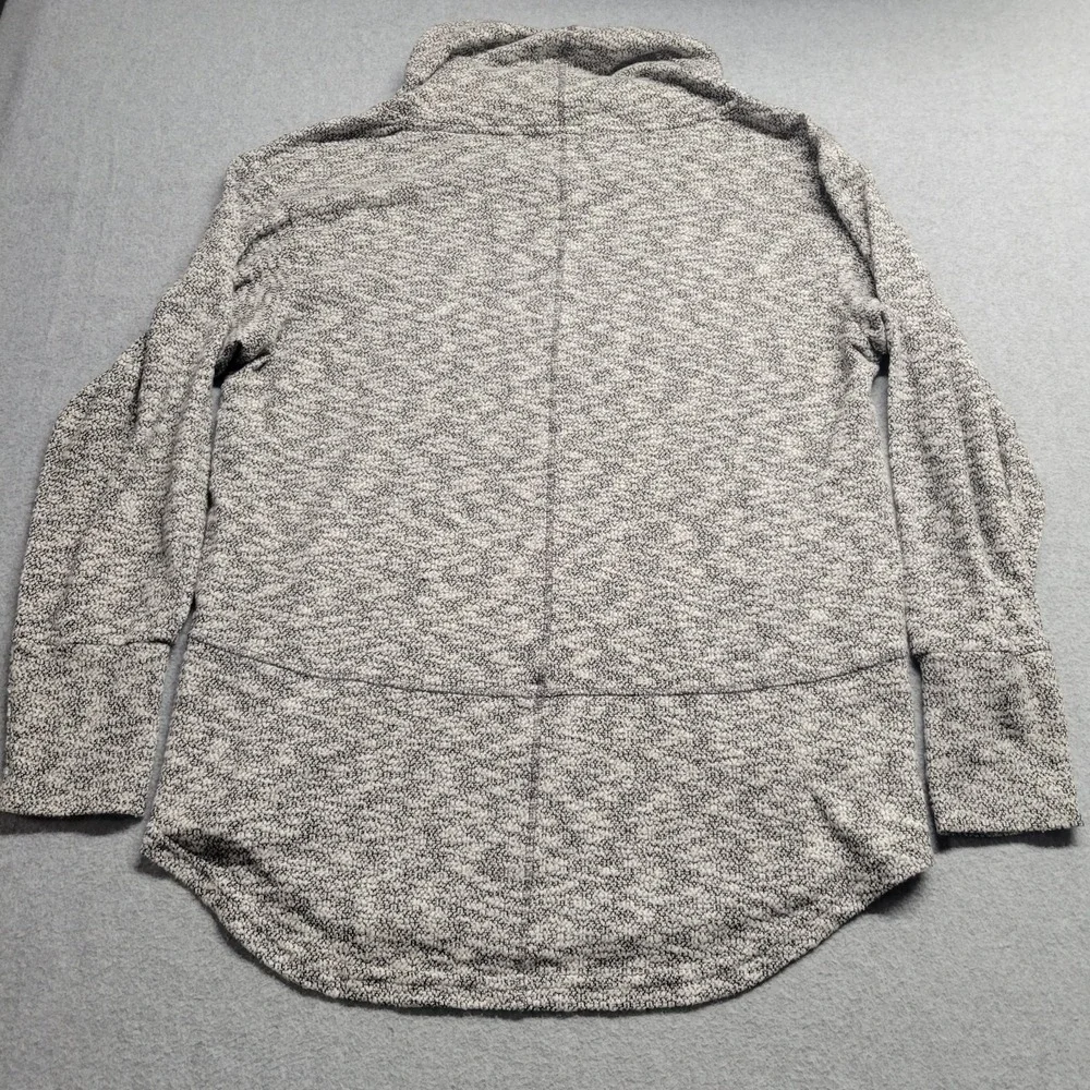 Prana Womens XL Gray Marled Cowl Neck Hoodie Kangaroo Pocket High Low Hem Top